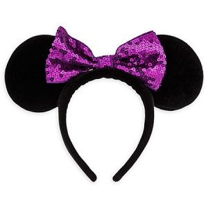 disney mickey ears black purple sequined bow ears 01