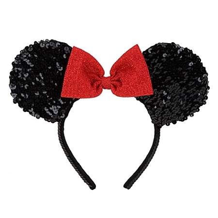 disney mickey ears black with red bow sequined ears 01