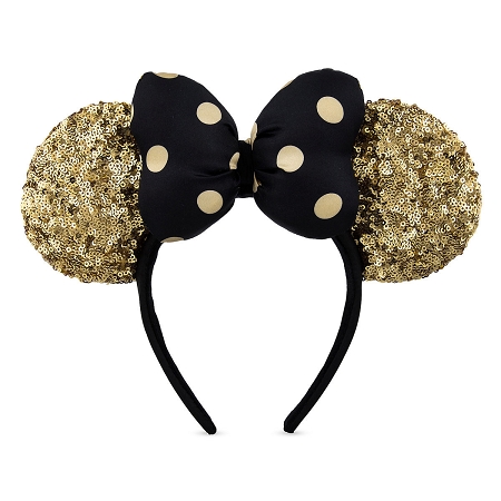 Disney Black And Gold Velvet Felt Studded Minnie Mouse Ears Ear