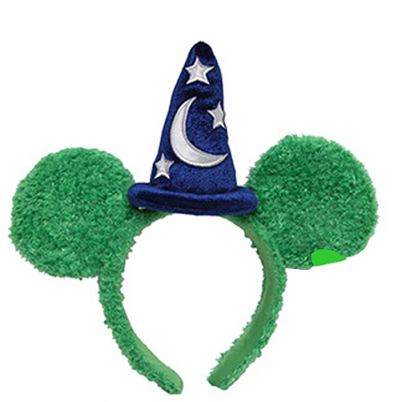 disney mickey ears green fuzzy sorcerer hat ears 01