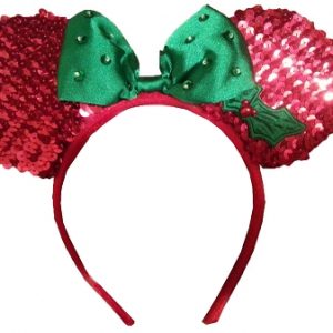 disney mickey ears holiday red green sequined ears 01