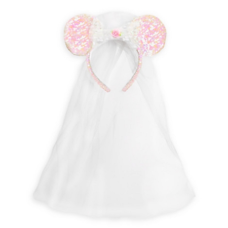 disney mickey ears pink with white bow veiled ears 01